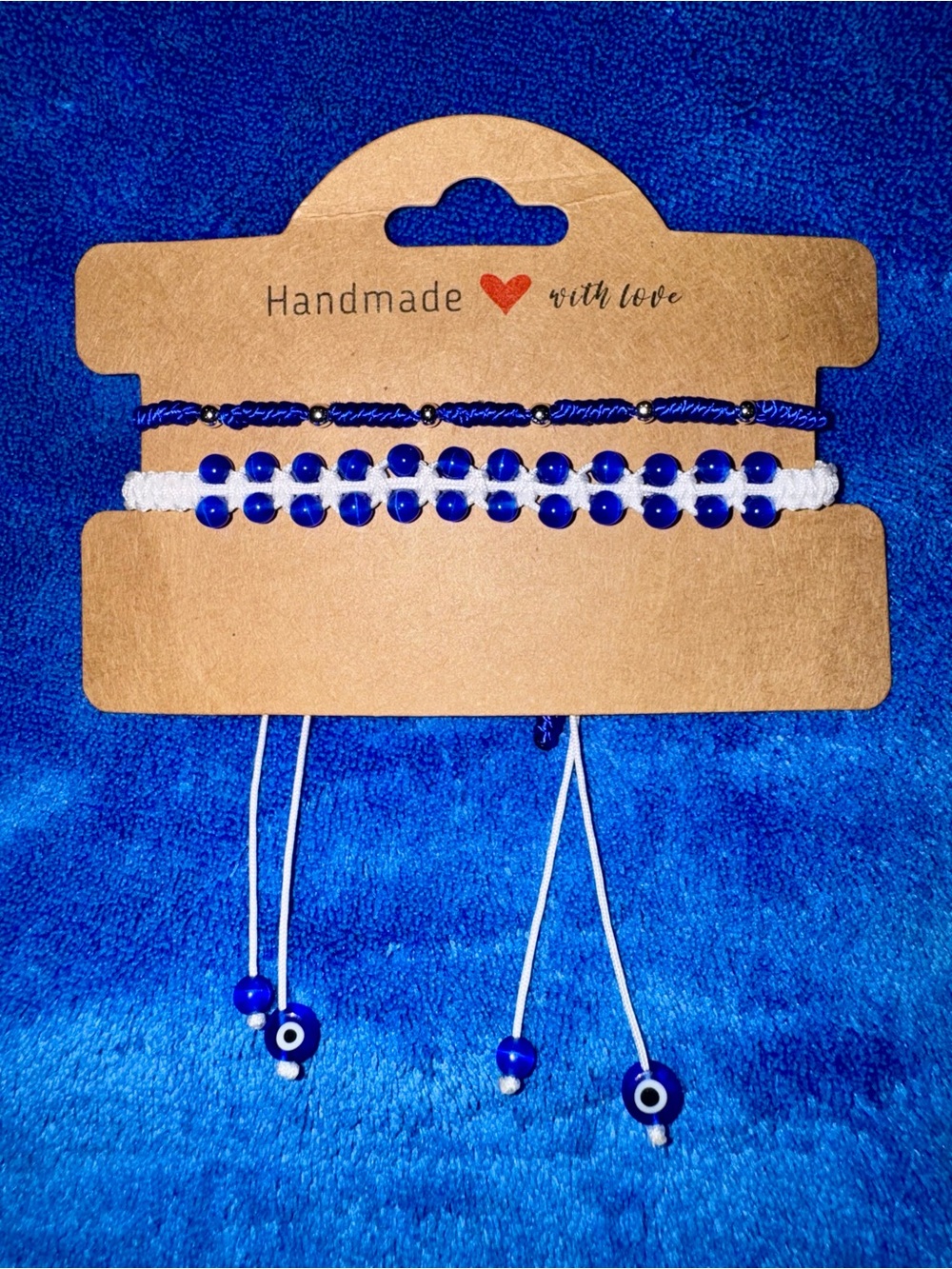Blue Cat Eye & Evil Eye Bracelet Set / 7 Knot Protection Bracelets Matching Set